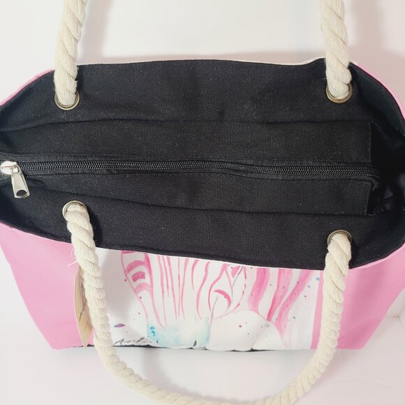Pink Zebra Tote Bag by Angie Bryan Creations – Rope Handles - Picture 3 of 10